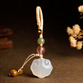 Peaceful Passage-White Jade Peace Lock Car Keychain