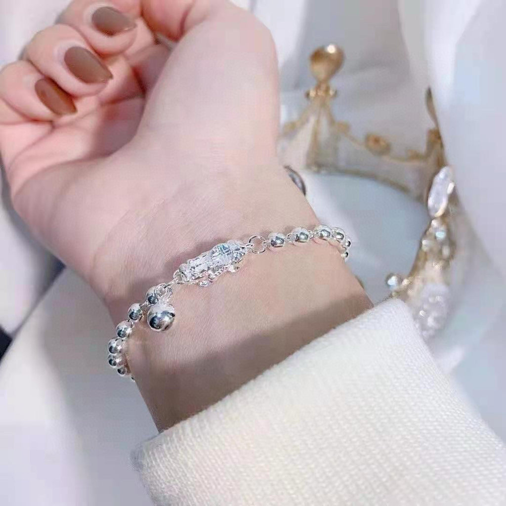 Pixiu Sterling Silver Bead Bracelet-Prosperity & Protection