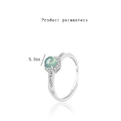 Ice Jade Wealth Silver Ring(Adjustable)