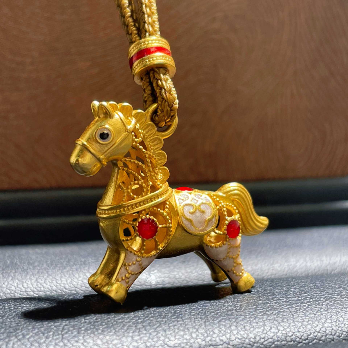 Openwork Enamel Horse Cord Necklace-A Spirited Step