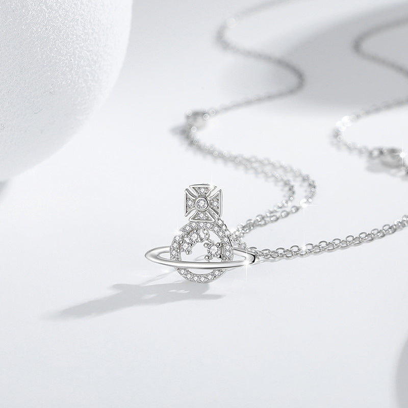 Saturn & Star Sterling Silver Layered Necklace-Light Along the Way