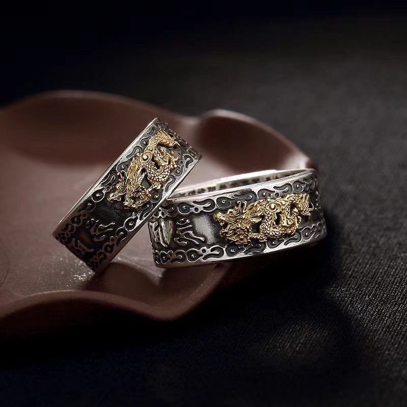 Fengshui Dragon Silver Ring-Fortune Prosperity