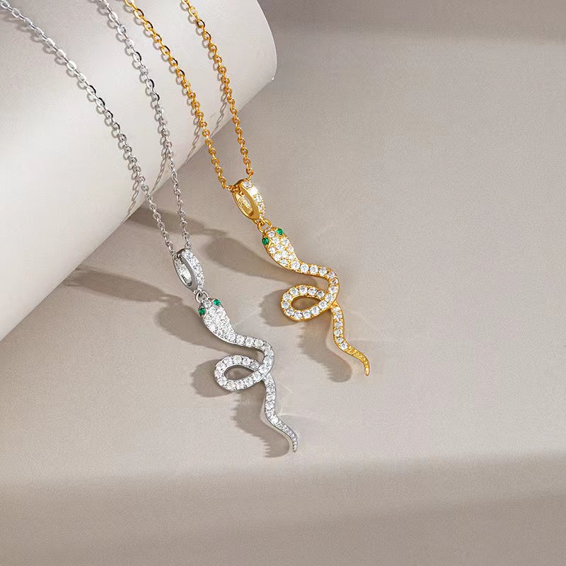 Zodiac Snake New Year Silver Necklace-Passion & Determination