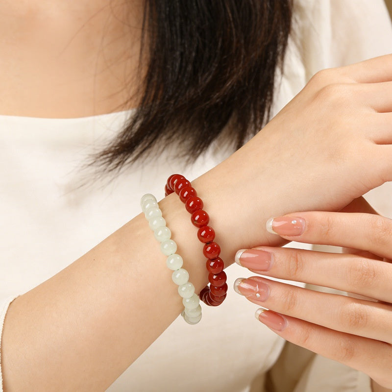 Hetian Jade Cinnabar Double-Wrap Bracelet-Twofold Harmony