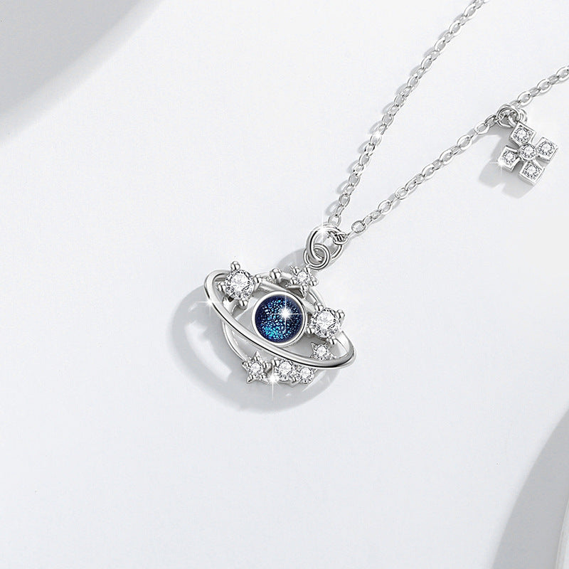 Romance Among the Stars-Saturn Sterling Silver Necklace