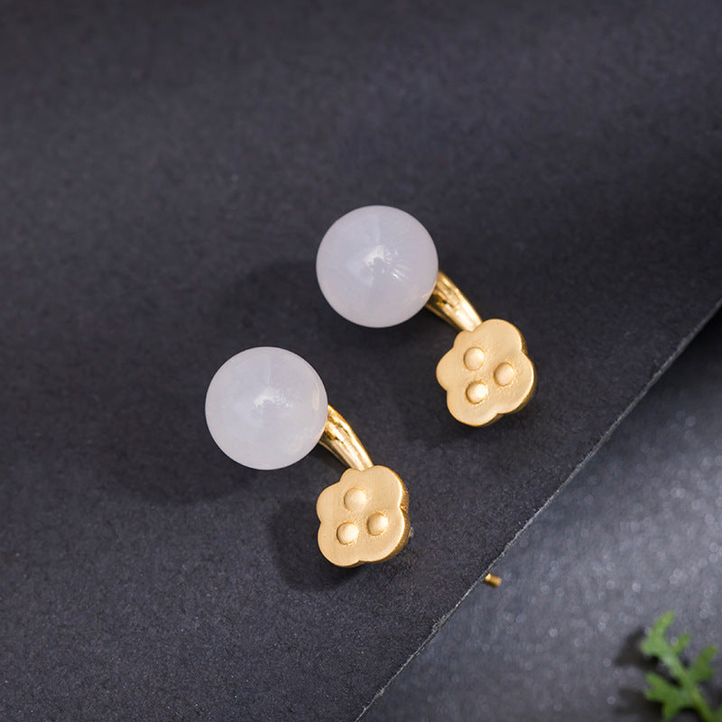 Nephrite Jade Lotus Pod Earrings-Gentle Renewal