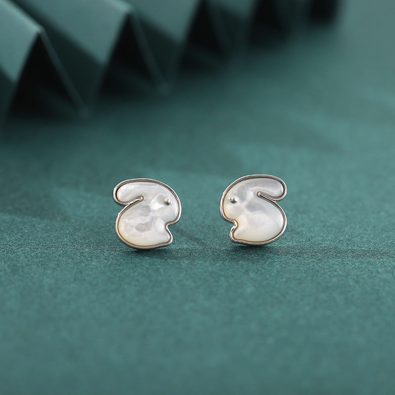 Rabbit White Shell Stud Earrings-A Softer Side