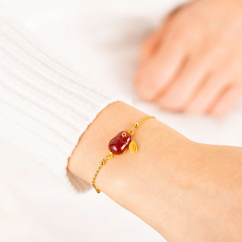 Rabbit Red Agate & Nephrite Jade Bracelet-Gentle Joy