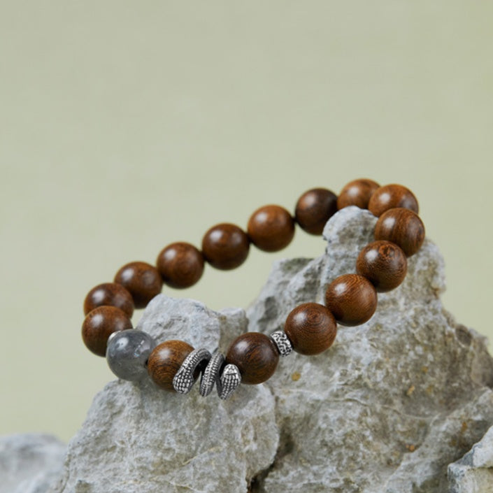 Coiled Snake Golden Sandalwood Cloud Crystal Bracelet-Auspicious Blessing