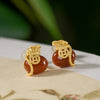 Red Agate Fortune Bag Earrings – 18K Gold-Plated Sterling Silver Studs