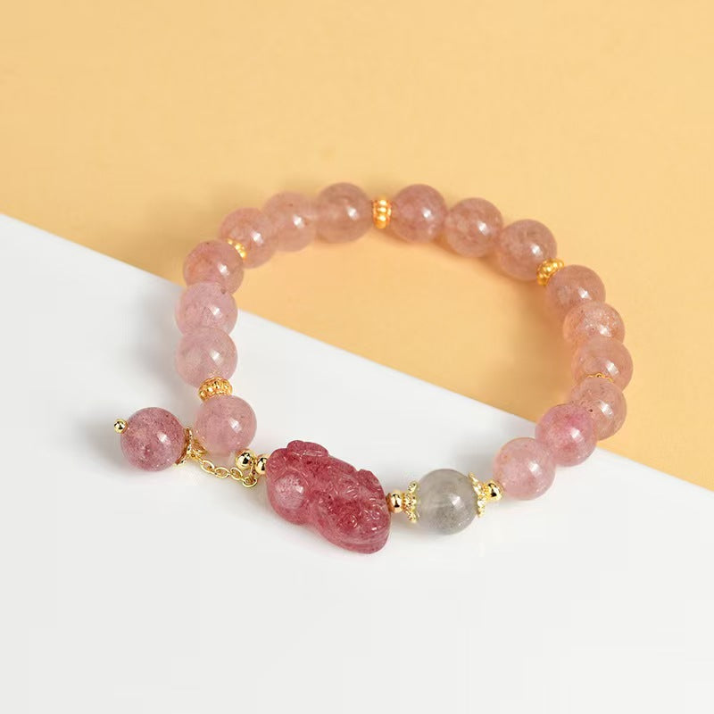 Radiant Affection Strawberry Quartz Pixiu Bracelet