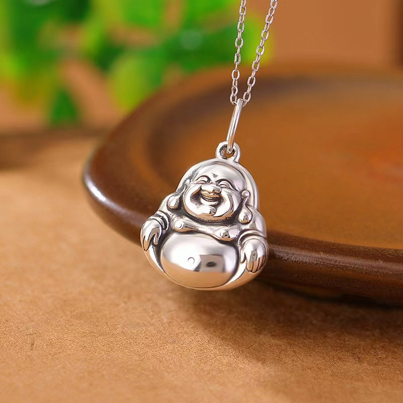 999 Silver Laughing Buddha Necklace-Divine Mind