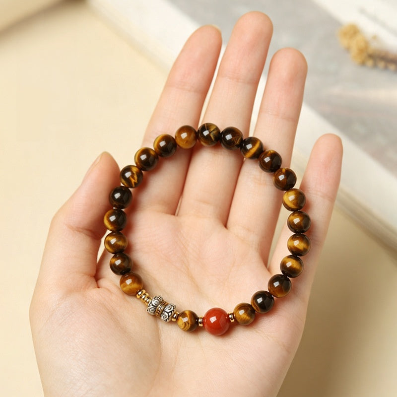 Grounded Fortune-Tiger’s Eye & Red Agate Bracelet