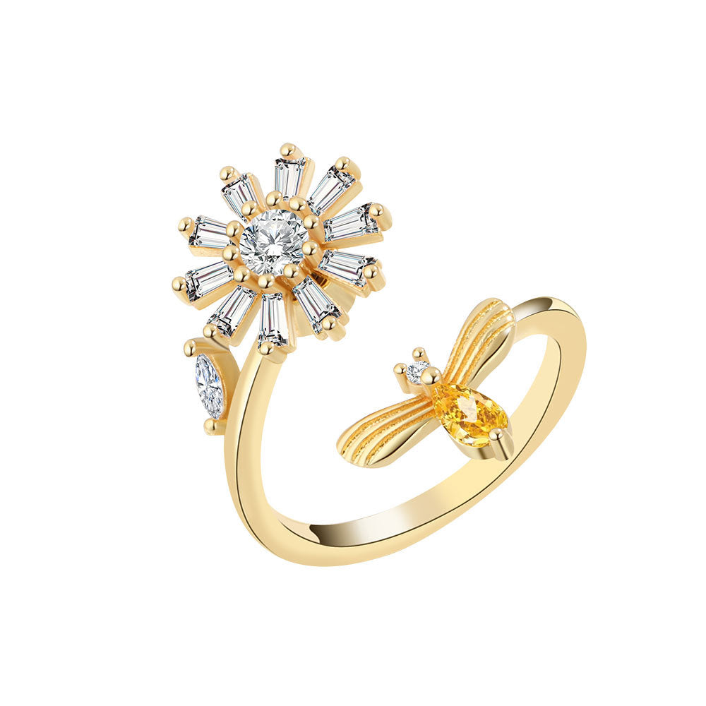 Sunflower Zircon Feng Shui Lucky Ring