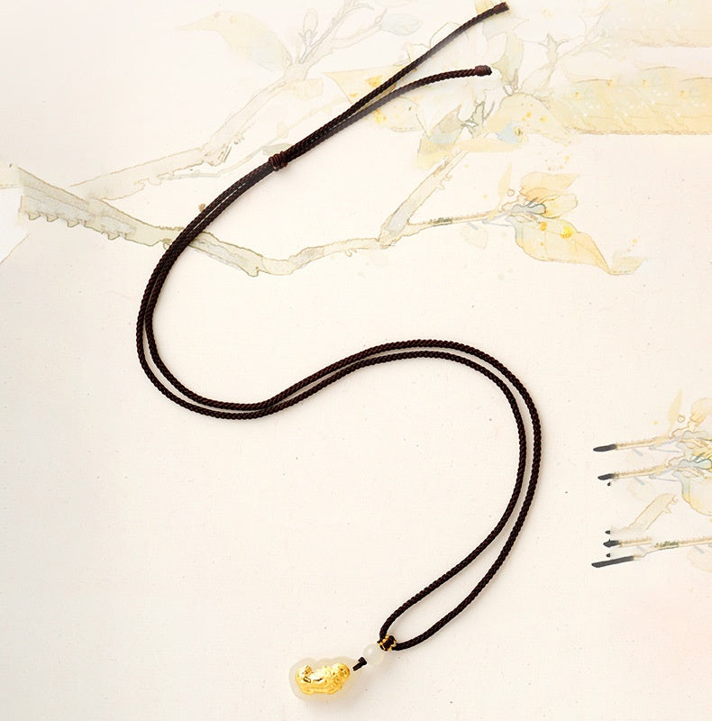 18K Gold-Plated Pixiu Nephrite Jade Pendant-Quiet Resolve