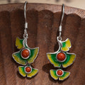Ginkgo Leaf Red Agate S925 Silver Earrings-Autumn Poise