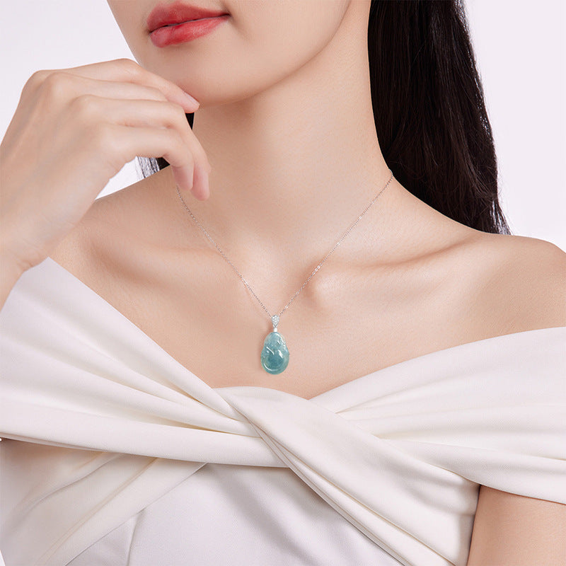 Blue Ice Jade Wealth Guardian Pendant – Prosperity & Fortune Blessing