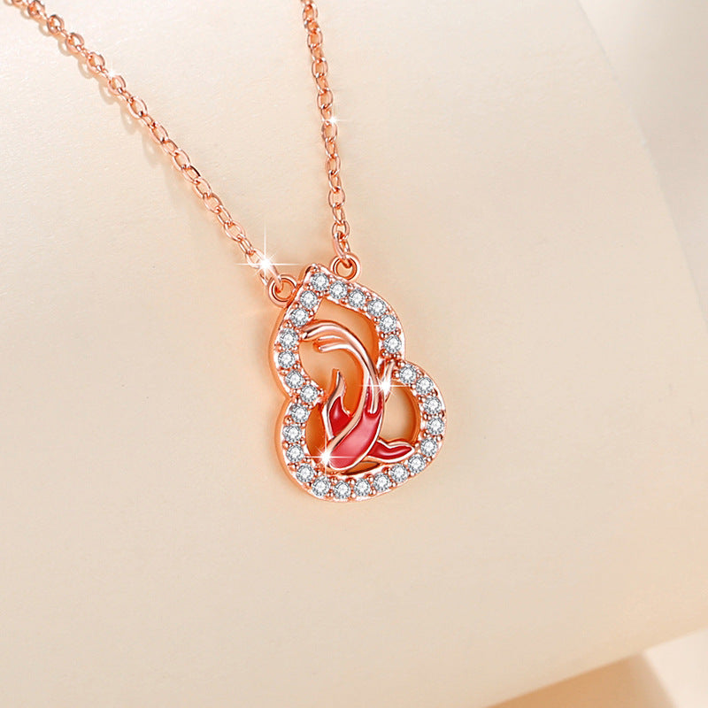 Abundance and Grace-Koi Fish Gourd Sterling Silver Pendant Necklace