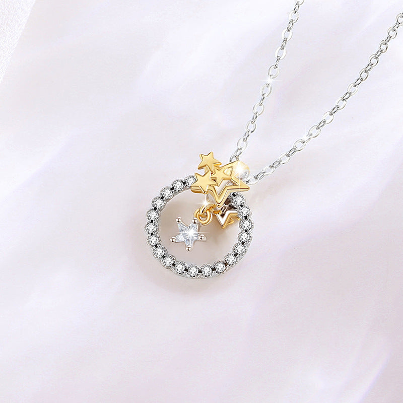 Star & Circle Two Tone Necklace-Mutual Attraction