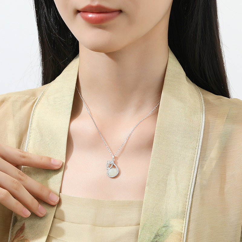 Hetian Jade Blessing Pouch Necklace – Grace, Harmony & Good Energy