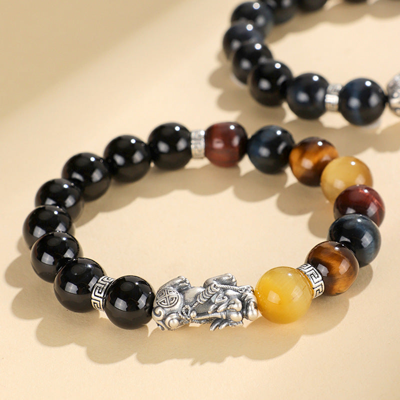 Black Agate Pixiu Wealth Protection Bracelet