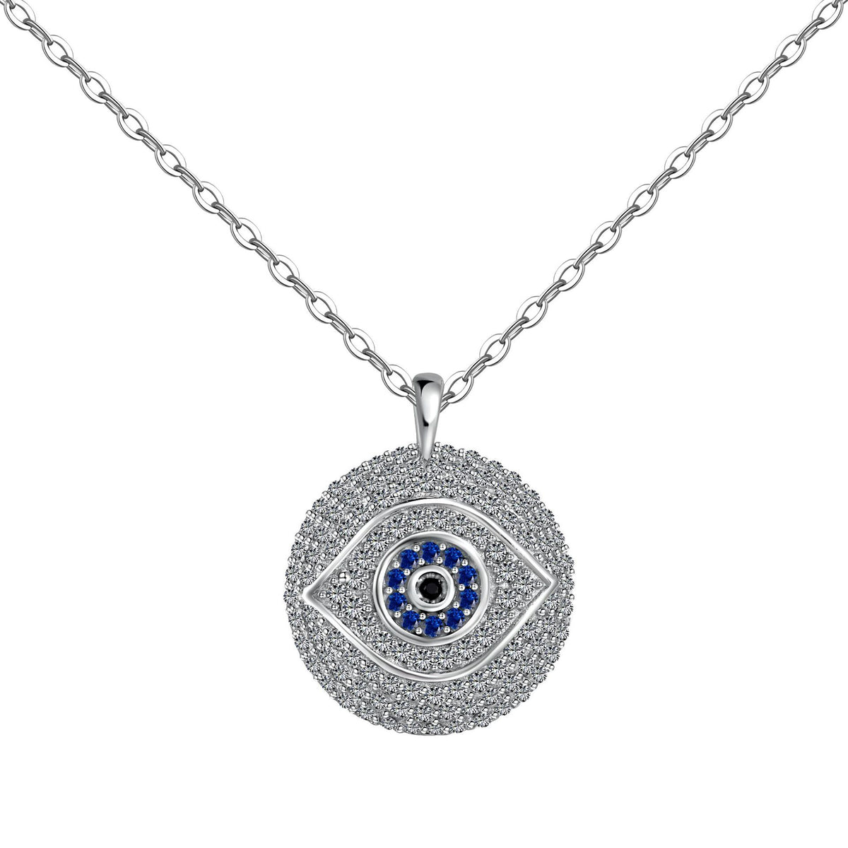 Diamond Studded Evil Eye Protection Pendant Necklace