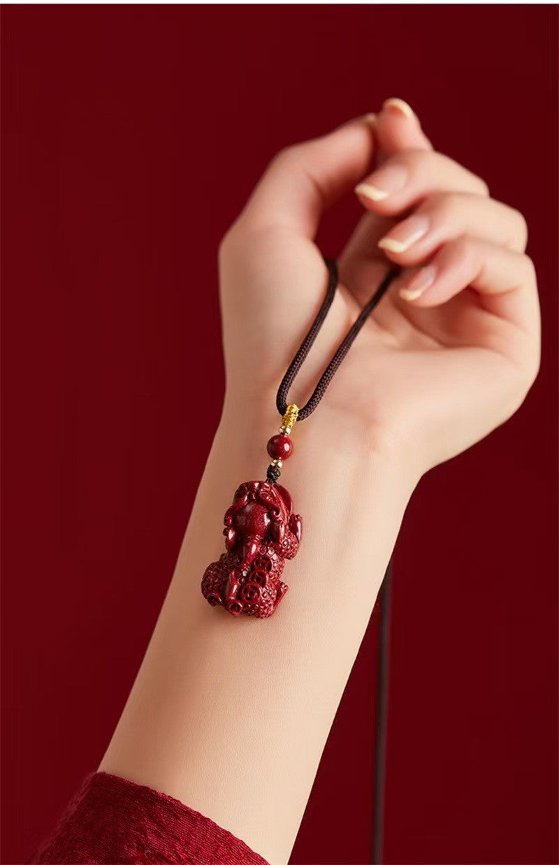 Wealth Pixiu Red Cinnabar Pendant-Good Luck&Protection