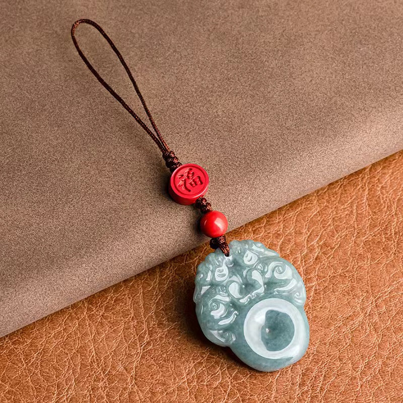 Fengshui Pixiu Phone Charm-Natural Jade