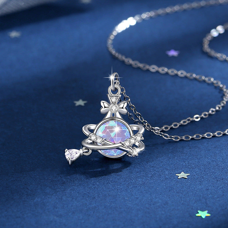 Saturn Sterling Silver Necklace-Drawn to You