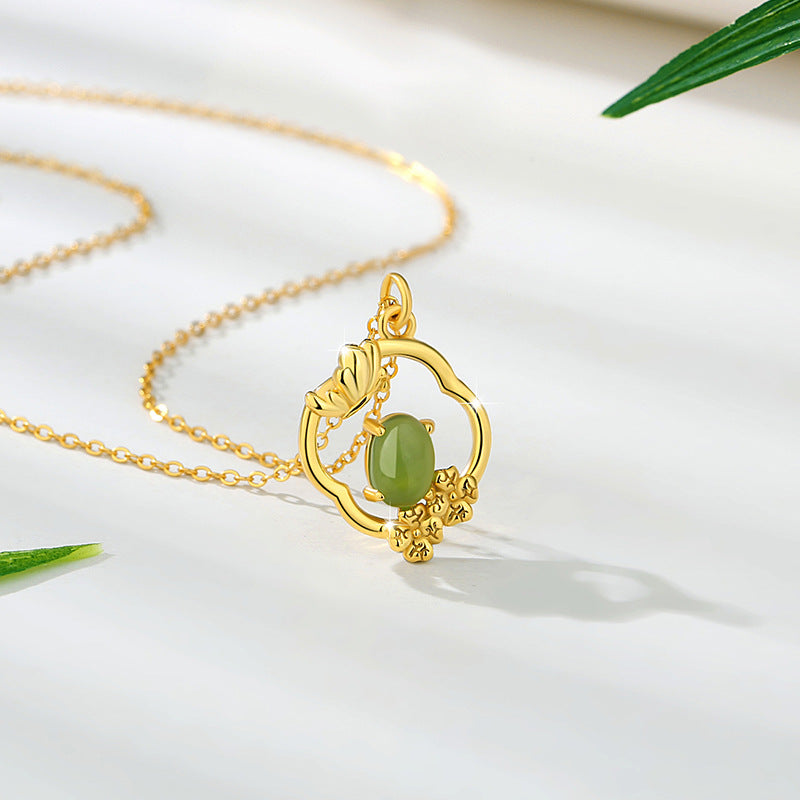 Four Seasons Bamboo & Floral Nephrite Jade Necklace-Beauty Through Change