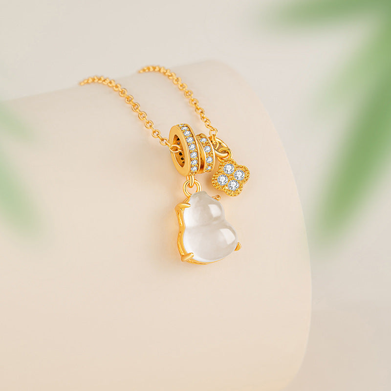 Jade Gourd Pendant Necklace-Luminous Blessing