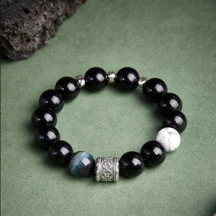 Six-Syllable Mantra Obsidian Turquoise Bracelet-Guarded Serenity