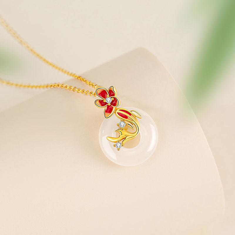 Peace & Good Fortune-Koi Fish Chalcedony Necklace