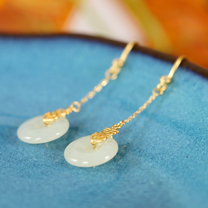 Double Happiness Nephrite Jade Drop Earrings-Joy Shared