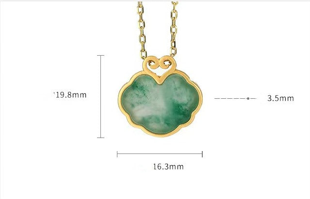 Auspicious Clouds Natural Emerald Necklace-Attract Wealth