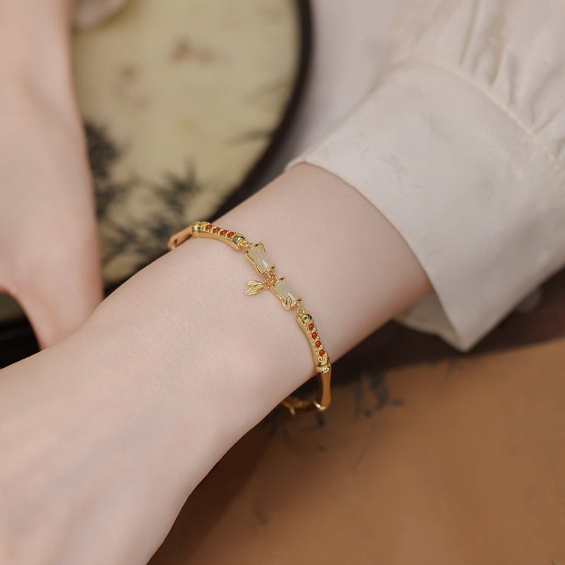 Bamboo Nephrite Jade Bracelet-Strength with Grace