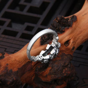 Silver Pixiu Red Agate Ring-Attract Luck