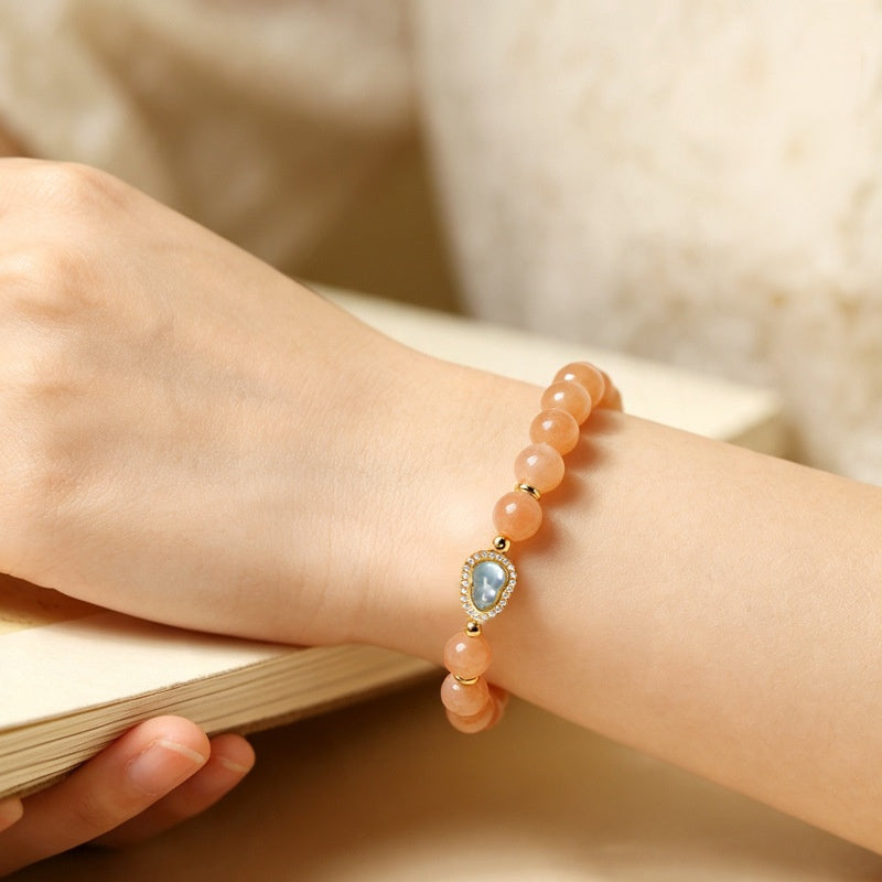 Ice Jade Gourd Sunstone Bracelet-Welcome Good Fortune