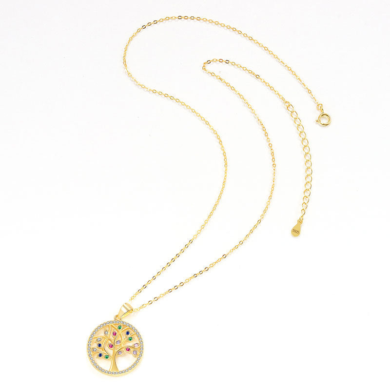 Gold Diamant Lebensbaum Schutz-Anhänger Halskette