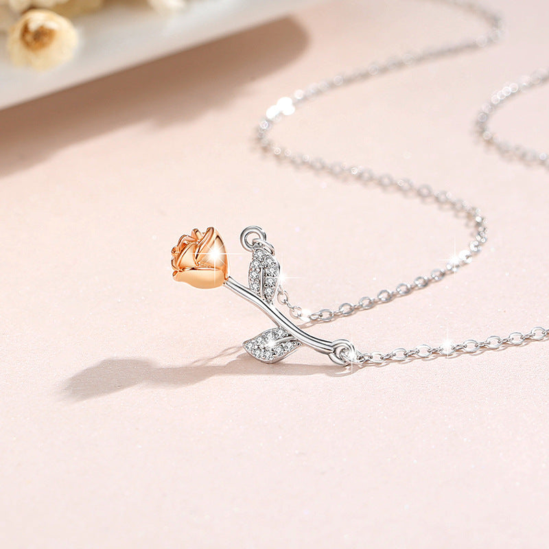 Rose Two Tone Necklace-Love in Bloom