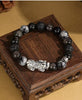 Guardian Flow Pixiu Obsidian & Lava Stone Silver Bracelet