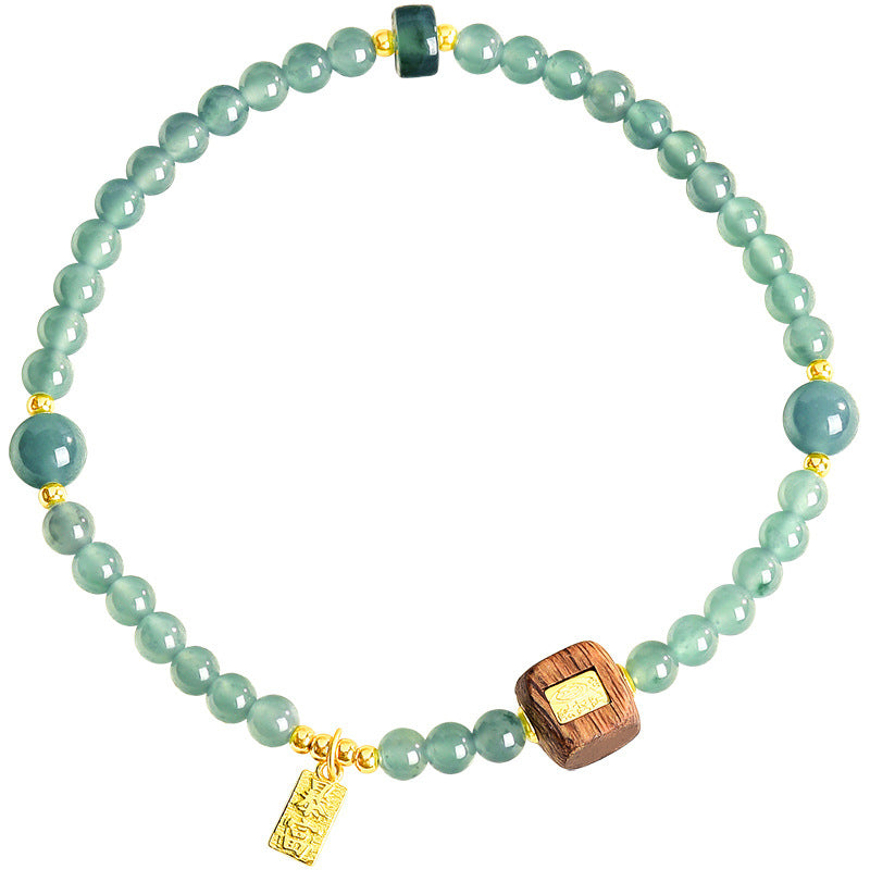 Ice Jade & Agarwood Harmony Bracelet-Whispers of Zen