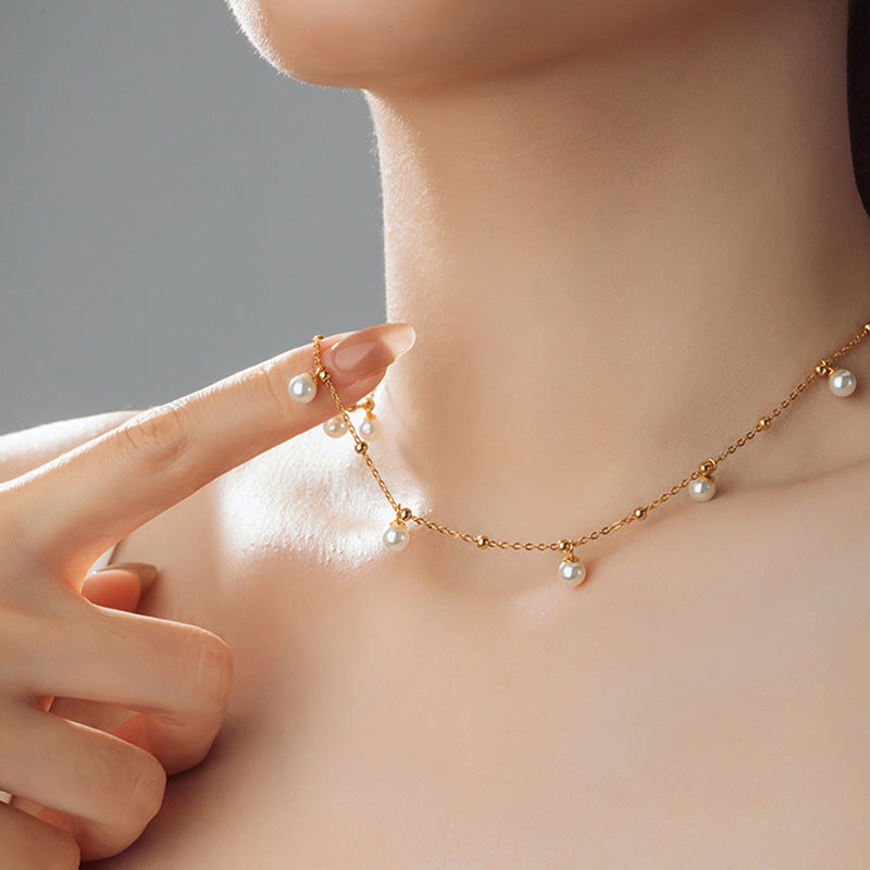 Pearl Drop Necklace-A Scattering of Luster