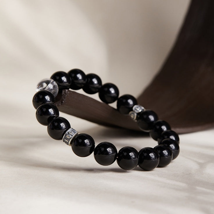 Treasure Vase Obsidian & Clear Quartz Bracelet-Wisdom & Grace