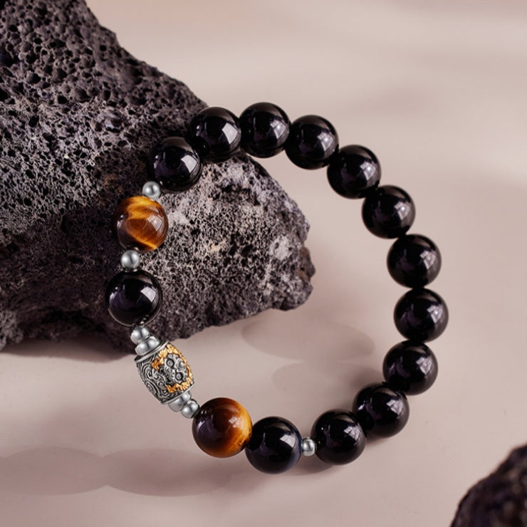Kylin Obsidian and Tiger's Eye Bracelet-Steady Vitality