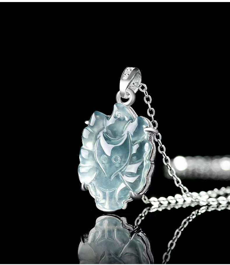 Ice Jade Nine-Tailed Fox Pendant Necklace – Intuition, Attraction & Protection