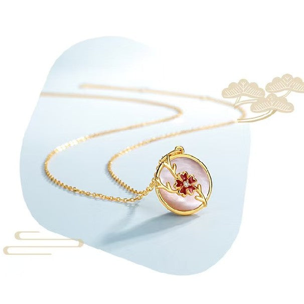 Plum Blossom Pink Fritillary Necklace-Hope and Renewal