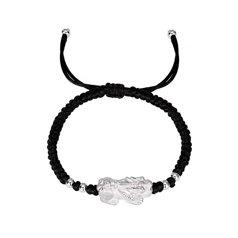 999 Pure Silver Pixiu Wealth String Bracelet-Attract Luck