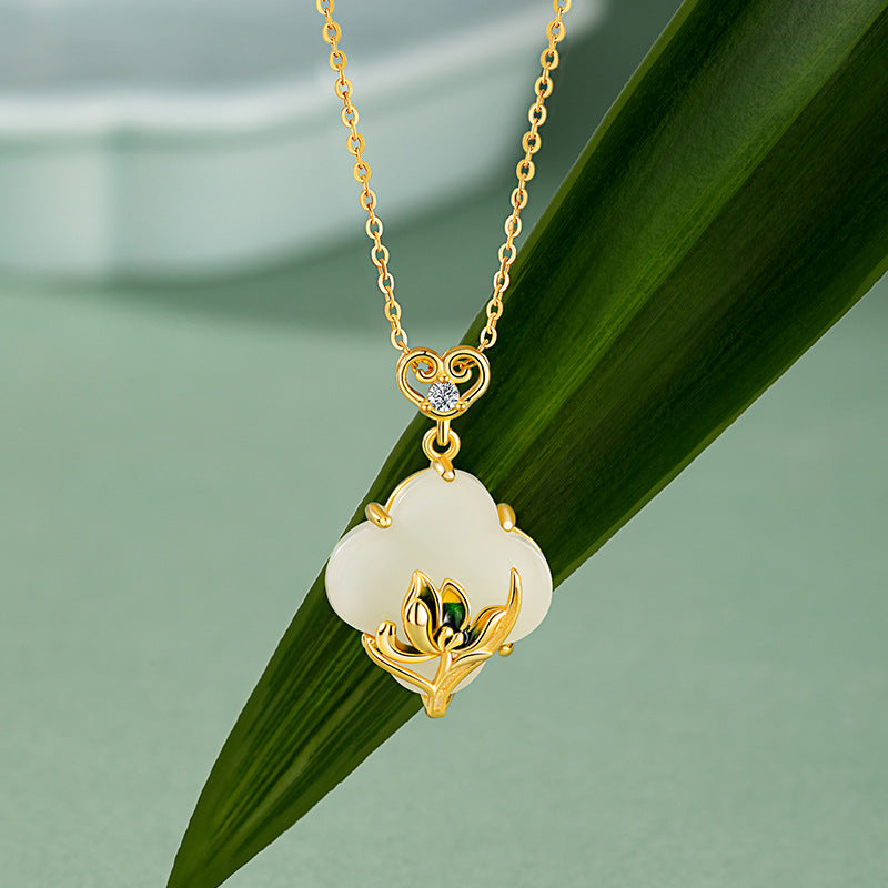 Orchid Nephrite Jade Necklace-Peace and Happiness