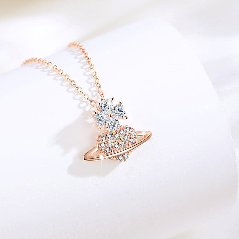 Heart Planet Cubic Zirconia Necklace-Drawn to You